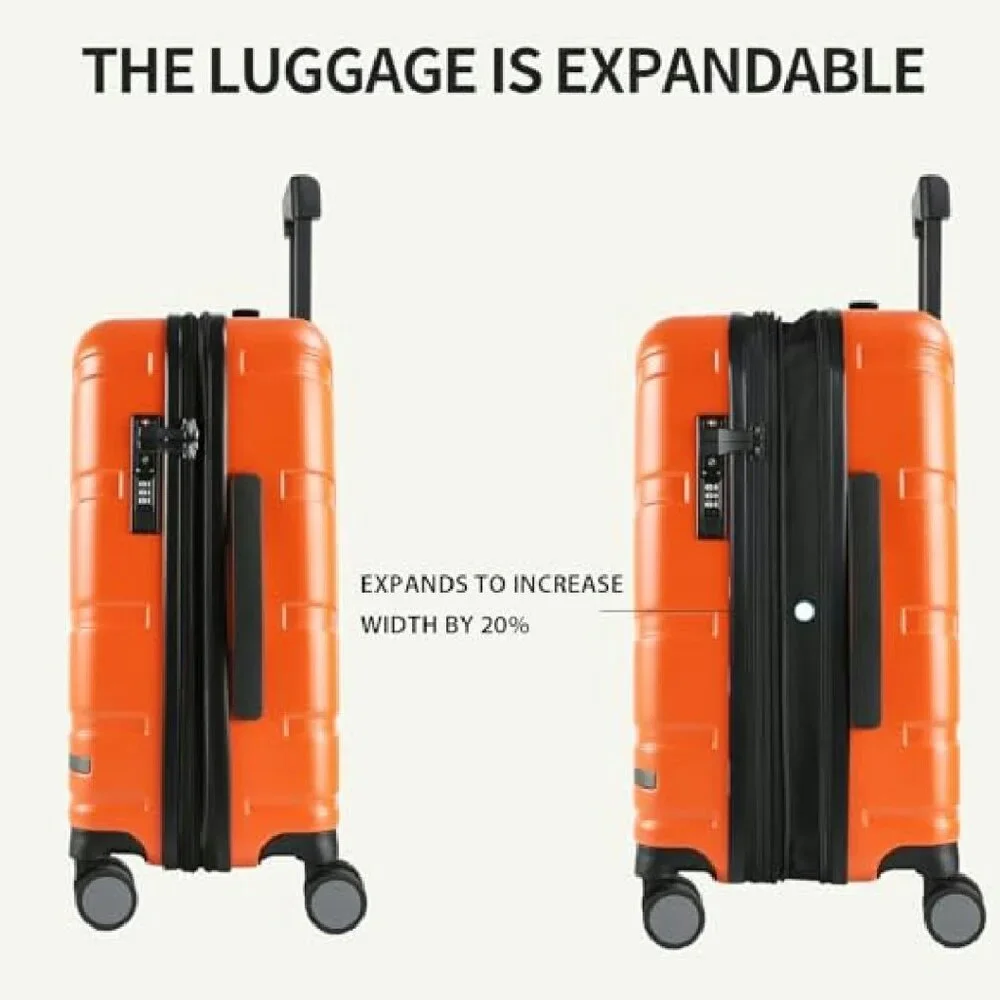 20-Inch Expandable Hard Shell Carry-On Luggage with Spinner Wheels & TSA Lock